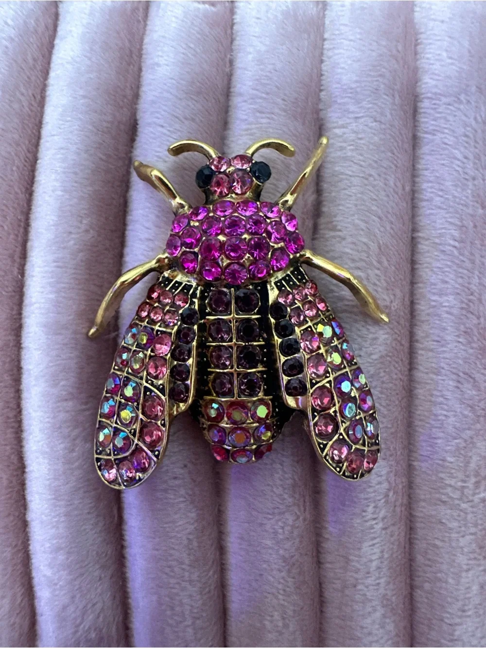 Pink Crystal Bee Brooch - Fashion Jewelry